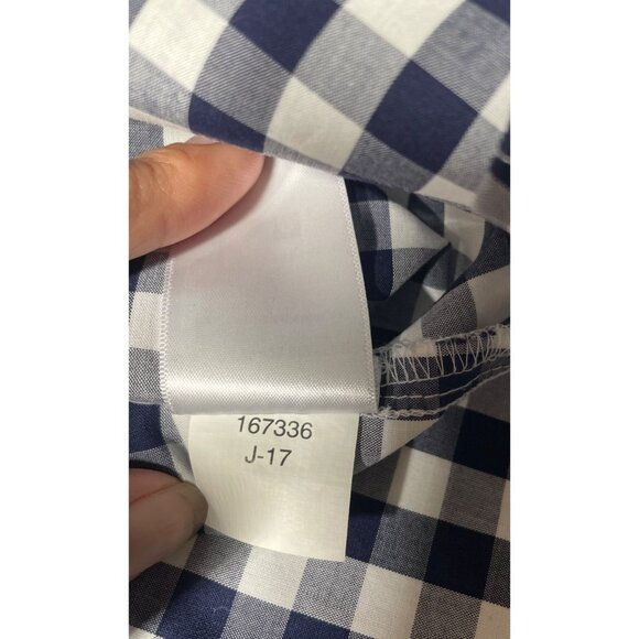 Women's FoxCroft NYC Size‎ 14 Navy & White Checkered Button-Up Shirt Classic - Picture 8 of 9